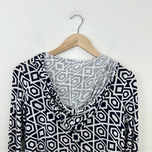 Mott 50 Navy Diamond Nancy Hooded Cover Up SPF 50 Bamboo Size Small - Picture 8 of 12